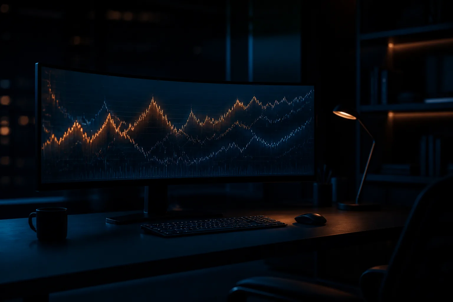 Terminal de datos gaming en tonos azul marino / Gaming data terminal in navy tones